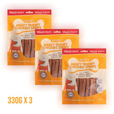 3 x Chester's Meaty Chewy Chicken Strips Natural Chicken Grain Free Low Fat 330g