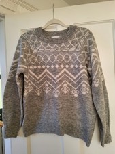 Grey Fairisle Nordic Womens Jumper size M