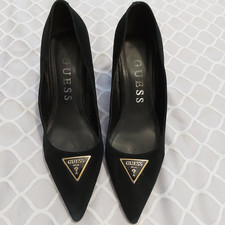 Black suede Guess shoes, block