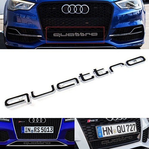 Black quattro grill badge - black, logo