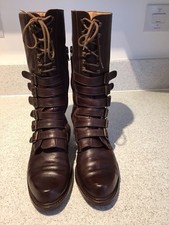 Women’s Brown Leather Biker Boots UK 4.5