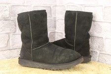 BLACK SUEDE SHEEPSKIN UGG AUSTRALIA CLASSIC SHORT BOOTS SIZE 5.5 / 38 USED CON