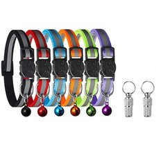 6 Reflective Cat Collars Quick Release Hi Vis with 2 FREE ID Name Tag Barrels
