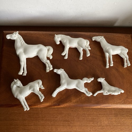 Vintage white porcelain horses - porcelain,