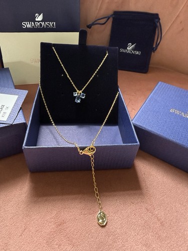 Blue swarovski necklace - necklace, gold