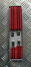 Retro Vintage Unisex Slim Clip-On Elastic Braces Suspenders Adjustable Black Red