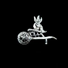 Hollywood Cornish Pixie brooch Silver tone finish Elf on a Wheelbarrow pin H3cm
