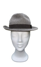 "THE COLONEL" GREY FELT STITCH DETAIL VINTAGE TRILBY HAT SIZE 6 3/4 1940'S
