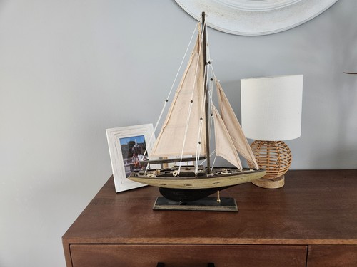 Wooden sailboat model decor - wooden,