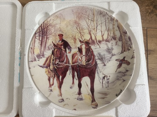 Working horses plate winter - working,