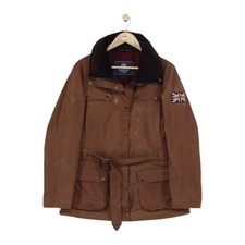 Henri Lloyd Waxed Biker Jacket Womens Size L Brown Lined Full Zip Outdoor