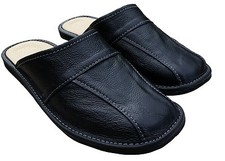 Leather Slippers for Men Shoes Comfort Sandals Slip On Mules Black Size 6-11