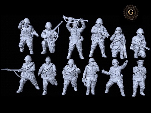 Red army infantry x12 - 28mm, ww2