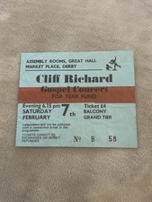 cliff richard’s gospel concert tear fund ticket stub assembly rooms derby