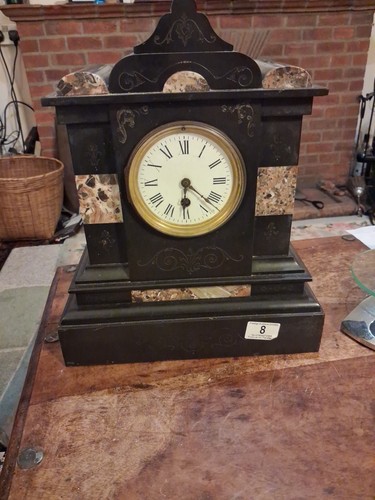 Vintage slate mantle clock - slate,