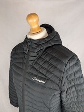 Women's BERGHAUS Nula Micro Coat Long Hydroloft Black Hooded Outdoor Size 12