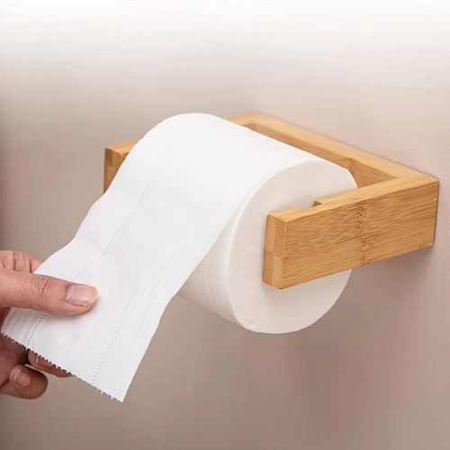 Wooden toilet roll holder wall - toilet,