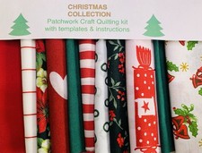 Christmas patchwork craft kit with instructions and templates.