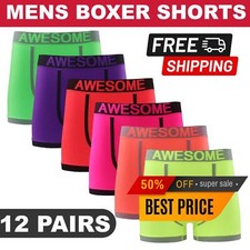 12 Pack Mens Neon Boxer Shorts