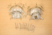 Pair of Vintage Waterfall Crystal Droplet Chandelier Wall Lights Sconces MCM