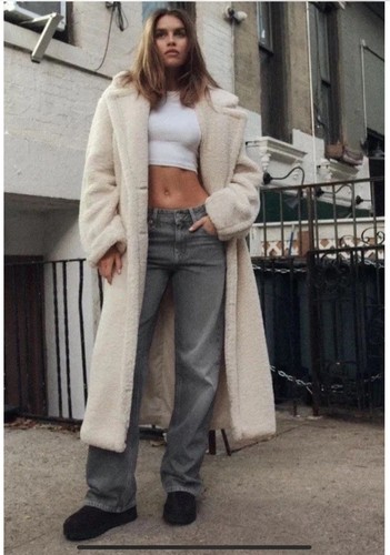 Zara long faux - zara, shearling