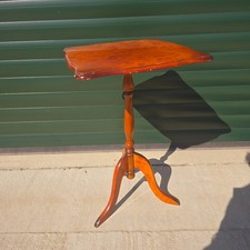 Vintage Serpentine Square Top Antique Style Reproduction Side Wine Table Walnut