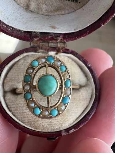 Antique 15ct gold turquoise - 15ct, &