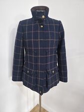 Joules Field Coat Jacket UK 12 Navy Ladies Tweed Wool Check Women VGC