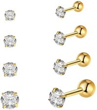 Screw Back Ball Surgical Steel Helix Crystal Stud Earrings Statement Cartilage