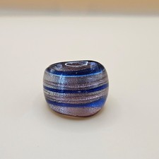 Murano Glass Ring Blue Silver