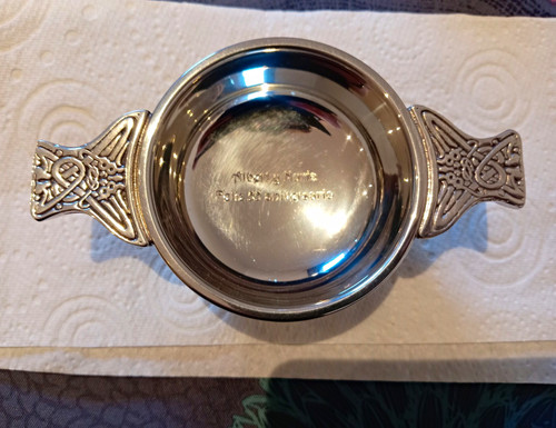 Pewter quaich with solid