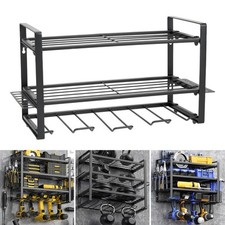 Black Metal Tool Rack Strong & Space-Saving for Garage & Workshop Organization