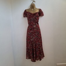 Gina Bacconi Dress UK 14 Worn Once Red Abstract Floaty Midi Occasion Wedding