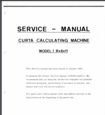 Curta Type 1 Mechanical Calculator Service parts Manual 59 pages pub. 1967