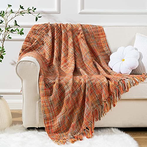 Orange throw blanket - throw, for