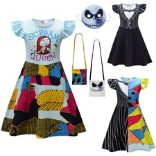2025 Kids Girls Nightmare Before Christmas Jack Sally Costume Party Fancy Dress
