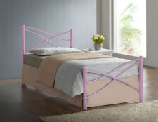 3ft Single Modern Metal Bed Frame in Silver, White or Pink with Mattress Options