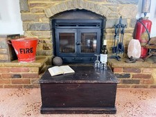 Old Antique Pine Chest, Vintage Wooden Storage Trunk, Blanket Box, Coffee Table.