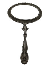Ornate Handheld Double Sided Magnifying Mirror Oval Baroque Style Vintage