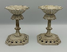 Pair of Vintage Style Heavy Metal Brass Candle Sticks Holders 15cm Tall VGC