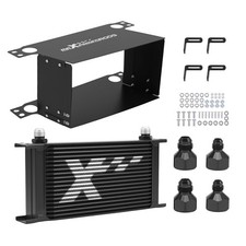 19 Row Universal AN10 Engine Oil Cooler Kit Transmission Cooling System Black