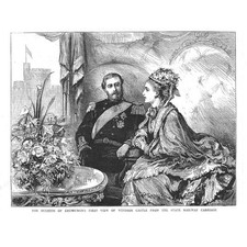 The Duchess of Edinburgh's First View of Windsor Castle - Antique Print 1874