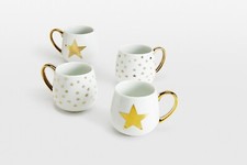 Set of 4 Gold Star Hug Mugs 