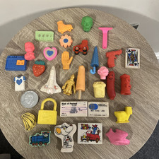 *VINTAGE RETRO 70s 80s Job Lot of Novelty Erasers Rubbers Large Lot G1Y