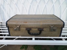 Vintage Suitcase Pioneer Luggage with Blue Trim and Borders No Keys