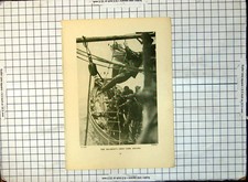 Antique Print Sea-Boats Crew Come Aboard Rope Ladder Men Souwesters Sea 190G