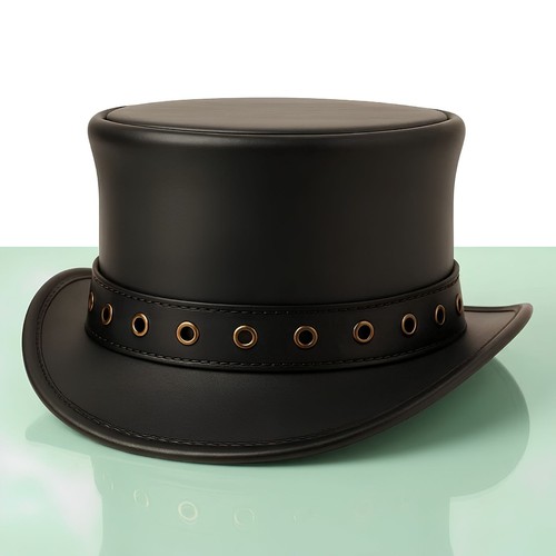 Handmade black leather - handmade, hat