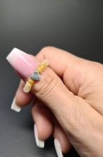 Natural Healing Honey Calcite Gemstone Beaded Stretching Ring