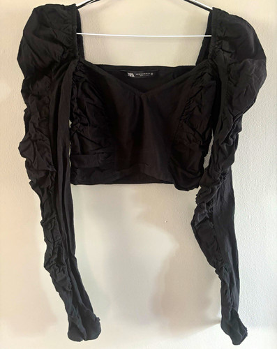 Zara women black cropped - black,