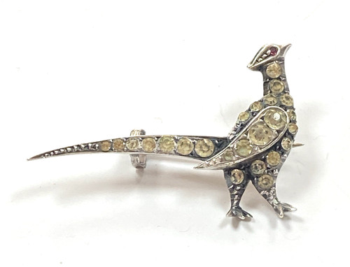 Vintage silver 835 brooch - silver,